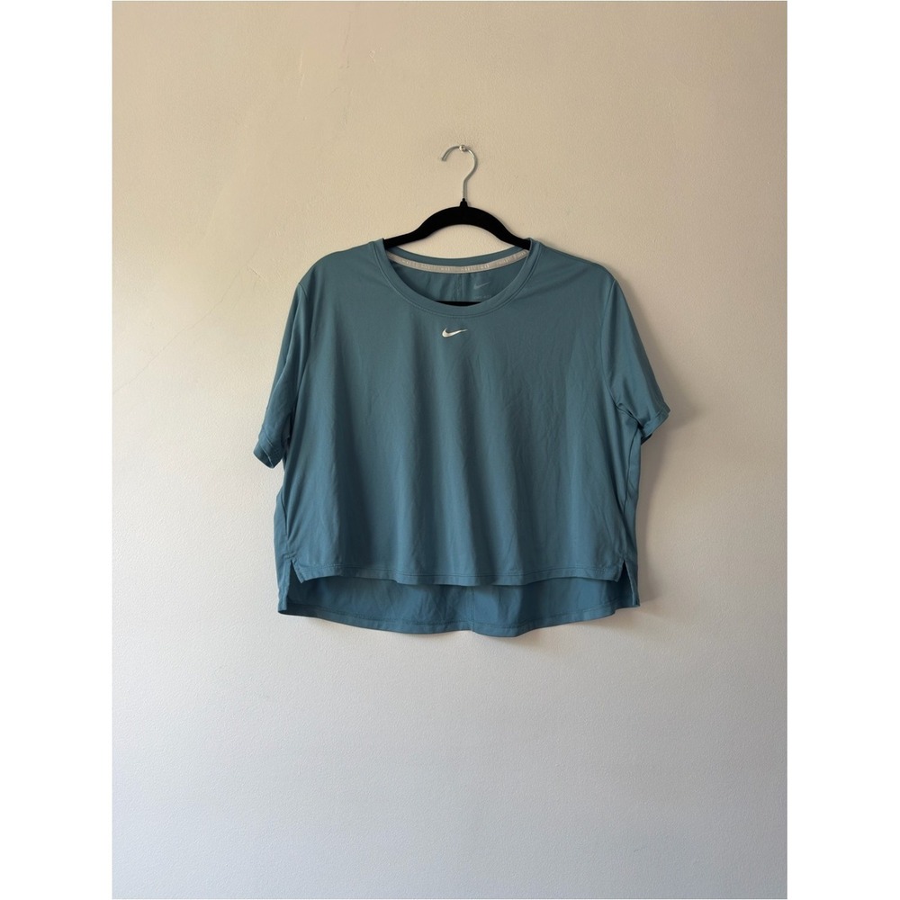 Nike‎ Dri-FIT Boxy Cropped T-Shirt Teal Blue Short Sleeve Swoosh Logo Tee XL